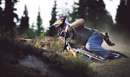 Brage Vestavik as seen taking a corner at Hafjell Bike Park in Norway for his 2022 Sound of Speed shoot.
