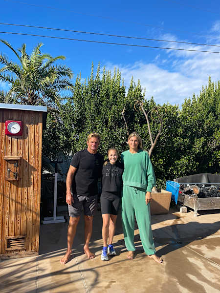 Sasha DiGiulian with Gabby Reece and Laird Hamilton in Malibu