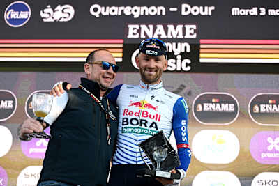 A glass of non-alcoholic beer is always a must on Belgian podiums.