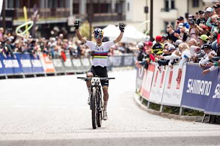 Tom Pidcock performs at UCI XCO World Cup in Crans, Montana, Switzerland, on June 23, 2024.