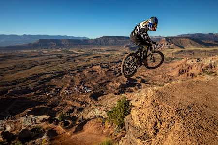 Landing a 360-drop from this height on flimsy wheels is a recipe for disaster. Luckily Carson Storch and his fellow competitors know their equipment will hold up to massive G-forces and impacts.