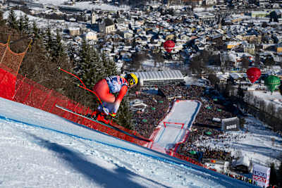 Niels Hintermann during the 2024 Hahnenkamm Race in Kitzbuehel, Austria 