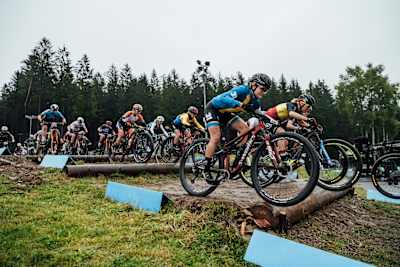 XCC racing taking place at the UCI World Cup in Nove Mesto na Morave, Czech Republic, in 2020