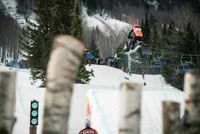 Megan Brodeur competes at Red Bull Sledhammers at Ski La Réserve, in Saint-Donat, Quebec, Canada, on April 6, 2019. 