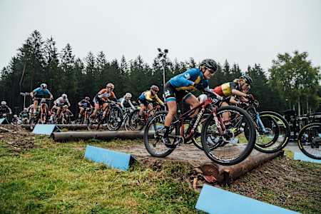 XCC racing taking place at the UCI World Cup in Nove Mesto na Morave, Czech Republic, in 2020