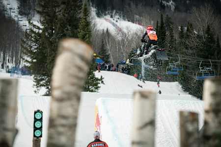 Megan Brodeur competes at Red Bull Sledhammers at Ski La Réserve, in Saint-Donat, Quebec, Canada, on April 6, 2019. 