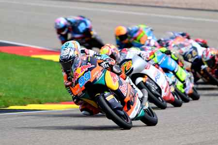 Jose Antonio Rueda beim Moto3-Rennen in Deutschland am Sachsenring, Juli 2024.