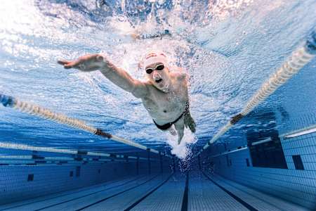 Kristian Blummenfelt swimming during a training camp in Sierra Nevada, Spain on March 28, 2018.