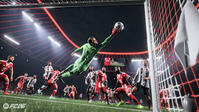 Manuel Neuer produces a flying save in EA FC 26.