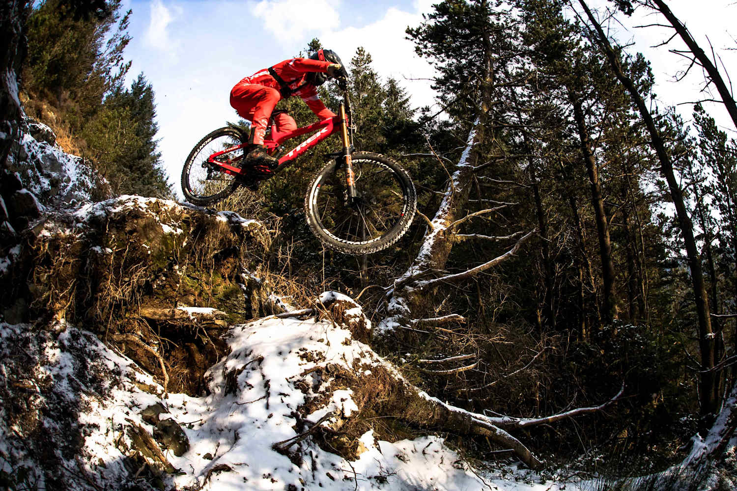 The Athertons Mountain biking during Storm Emma