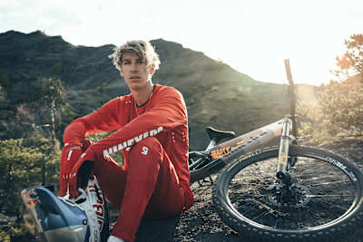 Fabio Wibmer as seen during a rest in the filming for his 2022 video edit "Video Game".