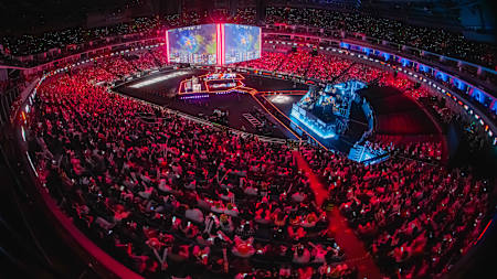 Vista del escenario en la fase eliminatoria de League of Legends Worlds 2025 el 31 de octubre de 2025 en Shanghai, China.