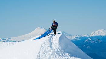 Spanish kayaker Aniol Serrasolses at the top of the Villarrica volcano in Chile’s Araucanía region in September, 2020.