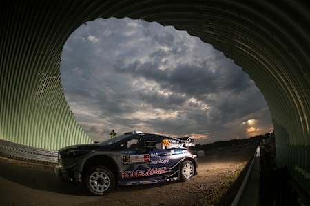 Teemu Suninen (FIN), Mikko Markkula (FIN) perform during the FIA World Rally Championship 2017 in Mikolajki, Poland on June 29, 2017.