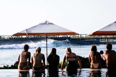 Poolside viewing at Surf Abu Dhabi.