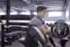 Marc Márquez is pictured doing bicep curls at the gym in Cervera, Spain.