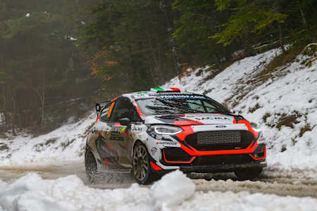 2025 WRC3 champion Matteo Fontana in Friday action at Rallye Monte-Carlo