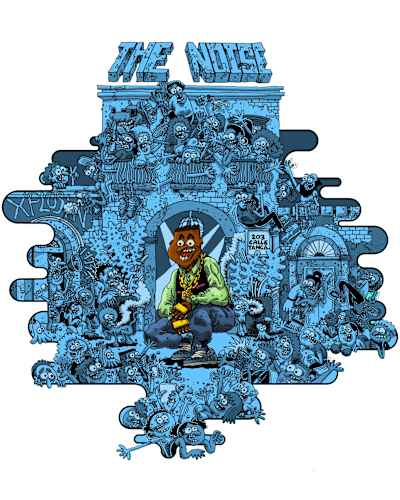 The Noise, pioneering reggaeton nightclub, illustration by Gustavo Dao