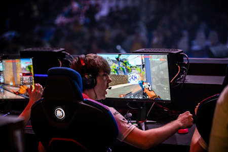 Event participant celebrates during Red Bull Campus Clutch World Finals in Sao Paulo, Brazil on December 16, 2022.