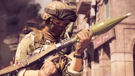 A soldier holding an RPG in Battlefield 6.
