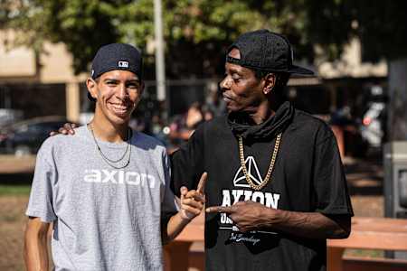 Kareem Campbell with LA Axion teamrider Greg Rodriguez