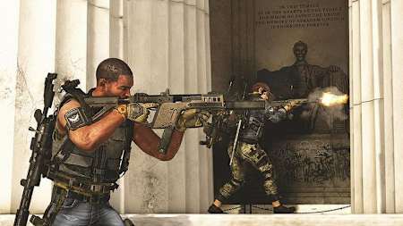 A screenshot of the Vector SMG in use in The Division 2.