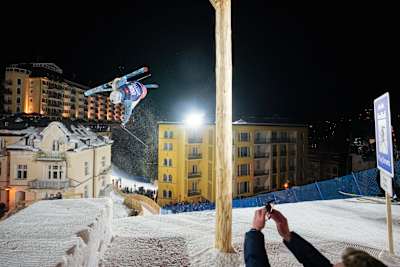 Andri Ragettli at Red Bull PlayStreets in Austria on February 10, 2023