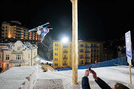 Andri Ragettli at Red Bull PlayStreets in Austria on February 10, 2023