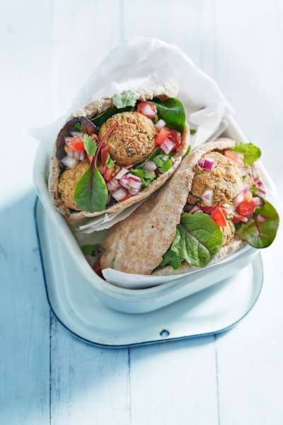 Oven baked falafel sandwich