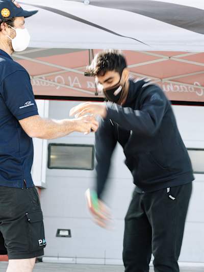 Indian racer Jehan Daruvala trains and warms up before a race at the Yas Marina Circuit in Abu Dhabi.