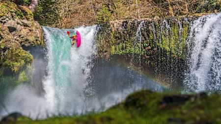 Spirit Falls waterfall, White Salmon, WA, USA.