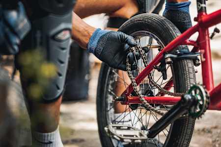 Bike Maintenance at the Red Bull UCI Pump Track World Championship Qualifier in Edinburgh, Scotland.  