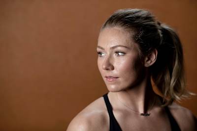 Mikaela Shiffrin during a workout in Santa Monica