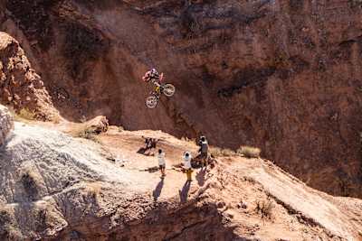 Jaxson Riddle in action during finals at Red Bull Rampage in Virgin, Utah, USA on 21 October, 2022.