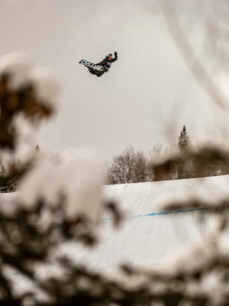 Canadian snowboarder Sébastien Toutant during training at the Winter X Games 2019.