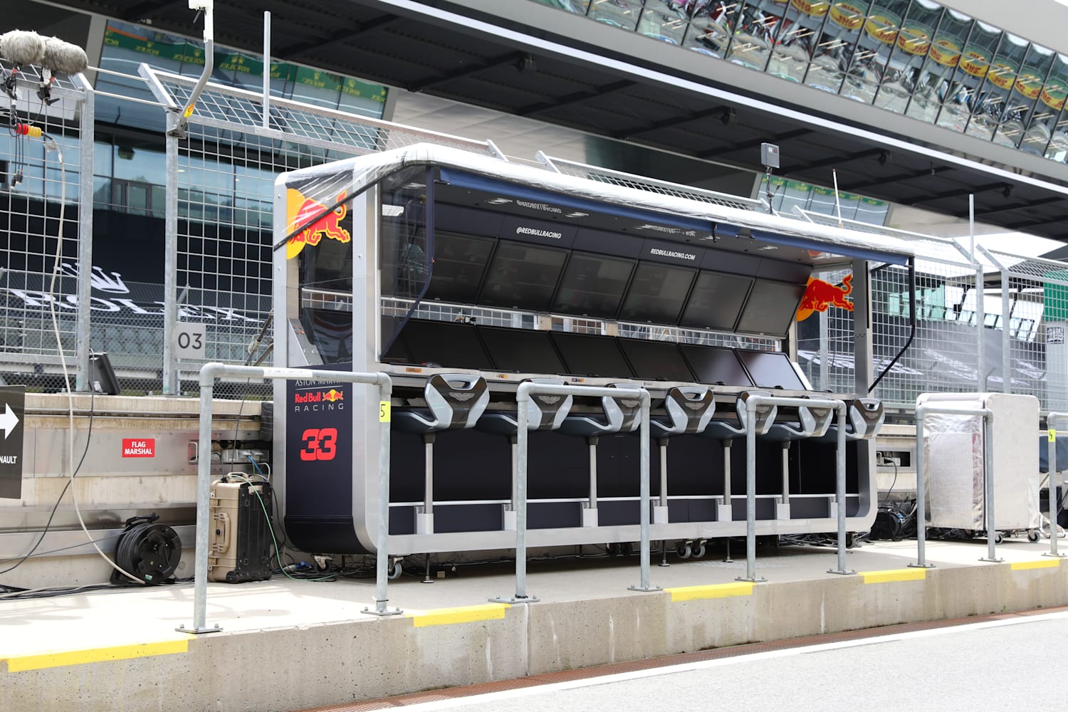 Red Bull Racing El muro de boxes de la Fórmula 1