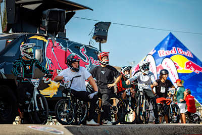 Participants are seen during the Red Bull UCI Pump Track World Championship Qualifier in Lisbon, Portugal on October 08, 2022