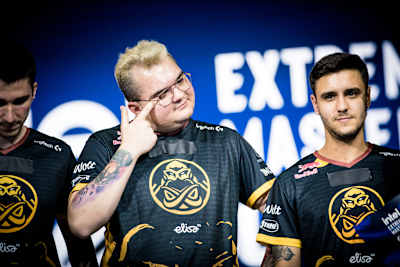 A photo of ENCE’s Paweł 'dycha' Dycha wiping away a happy tear after the team’s victory at ESL Dallas.