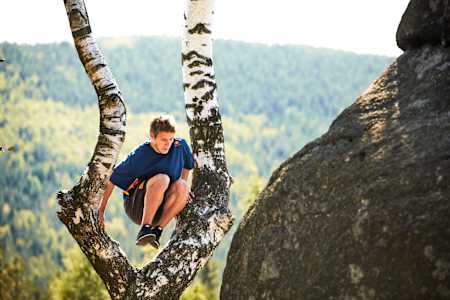 Krystian Kowalewski is pictured during the making of Wild Freerun in the Rudawy Janowickie mountain range in Poland.