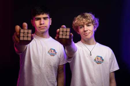 Patrick Ponce and George Scholey pose for a portrait in London, United Kingdom on November 30, 2021