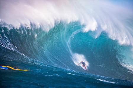 Kai Lenny surfs big waves at Jaws in Maui, HI