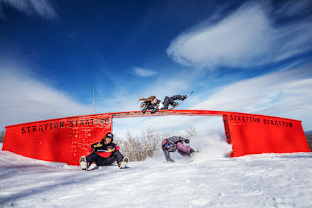 Maggie Leon, Miles Fallon and Zeb Powell at Stratton Mountain, Vermont