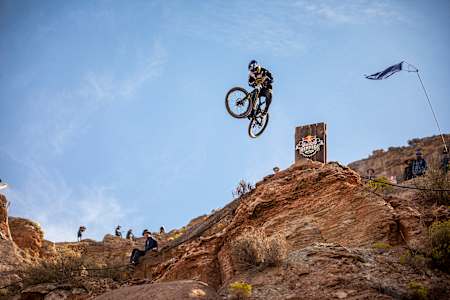 Carson Storch lors de la Red Bull Rampage 2019 à Virgin, dans l'Utah.