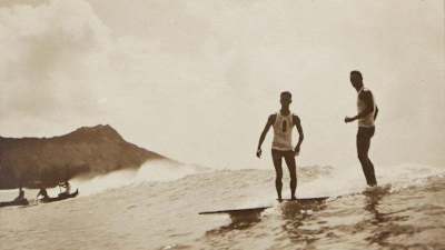 Duke Kahanamoku surfing at Waikiki in Hawaii