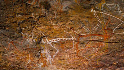 Arte rupestre aborígene na Austrália.