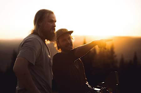 Brage Vestavik as seen with a member of the Blur Media crew on his Sound of Speed shoot at Hafjell Bike Park in Norway in 2022.