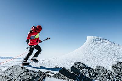 Fernanda Maciel é vista no Monte Vinson durante o projeto 7 Summits na Antártica em 20 de dezembro de 2022.