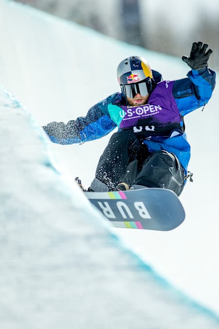 Ben Ferguson at the end of his run during the Burton US Open in Vail, Colorado, USA on 27 February, 2020.