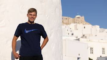 Elis Torhall poses for a portrait at Red Bull Art of Motion in Astypalea, Greece on June 8, 2022.