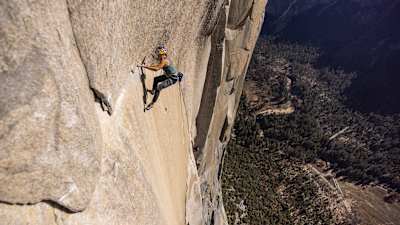 Sasha DiGiulian climbs the Platinum route on El Capitan in Yosemite National Park, California, USA on November 10, 2025. 